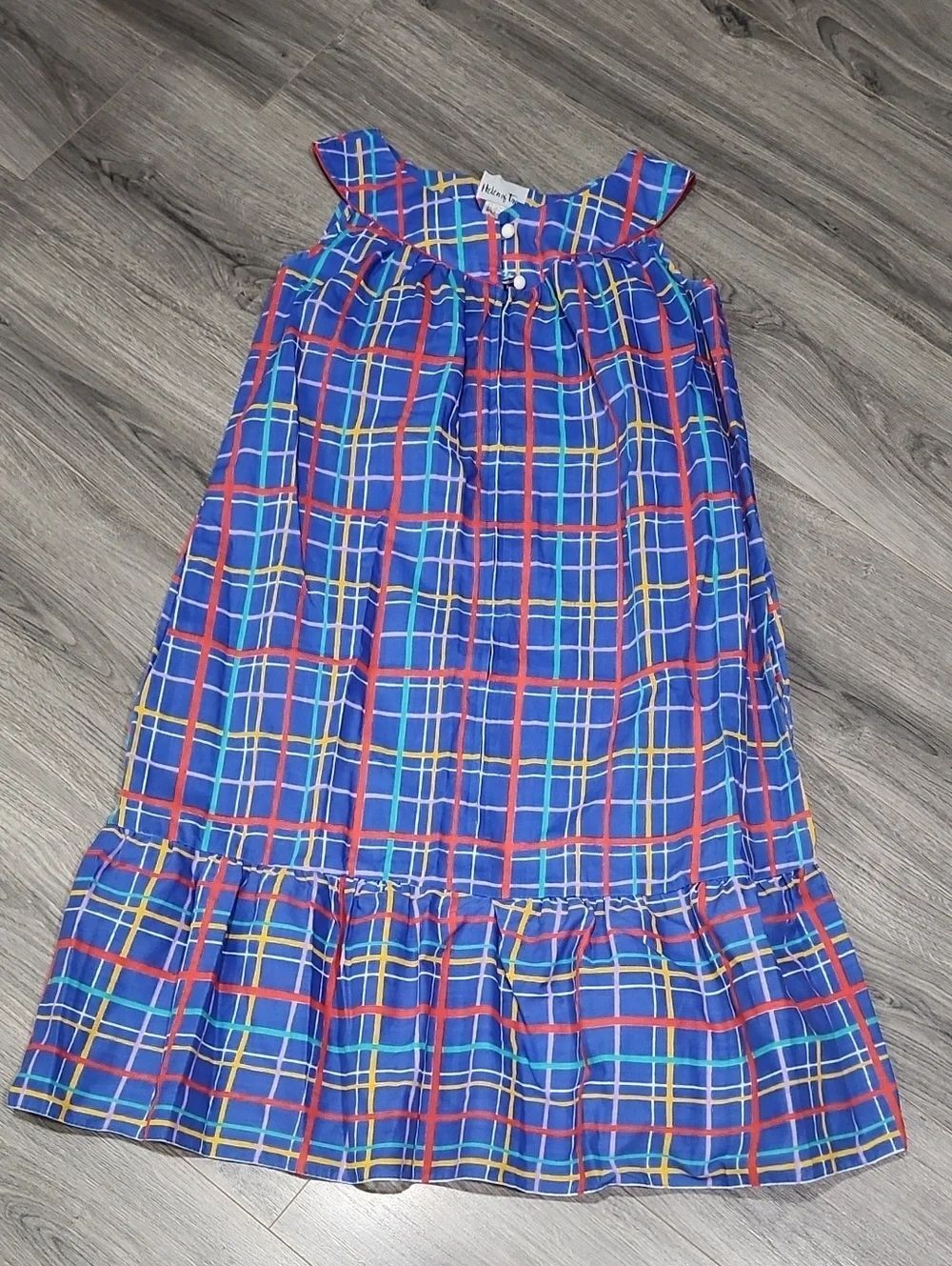 Vintage Blue Plaid Sundress Comfortable Summer Dress